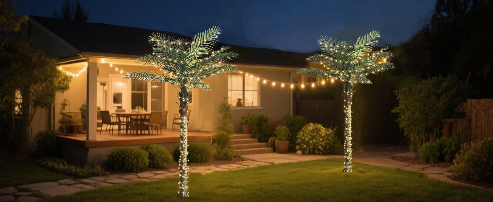 Artificial Palm Tree 210 cm with 18 Leaves, Set of 2 Tropical Home Decor
