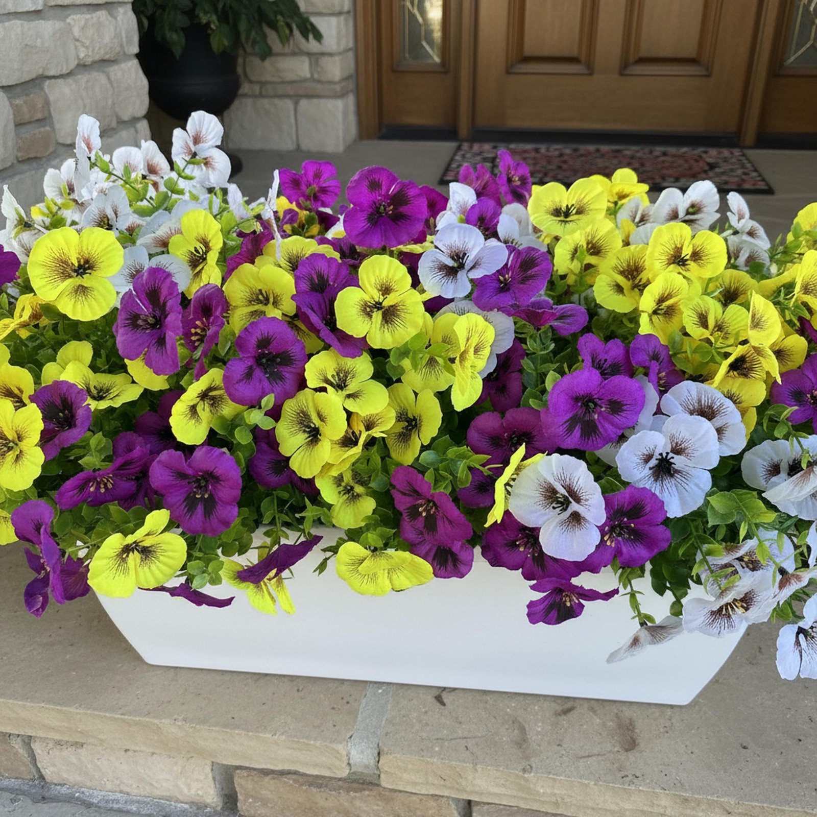 UV Resistant Artificial Pansy Flowers for Outdoors – Faux Silk Pansies with E…