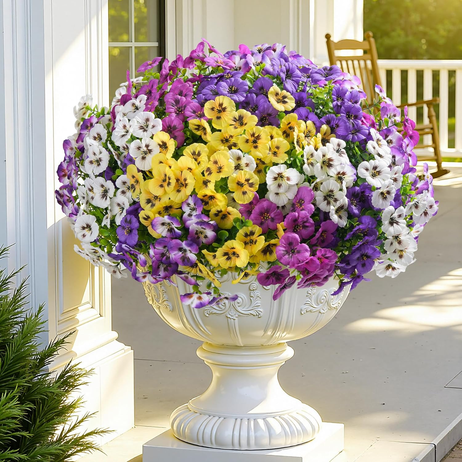 20PCS Artificial Fake Pansy Flowers for Outdoor Spring Summer Decor, Faux Silk M