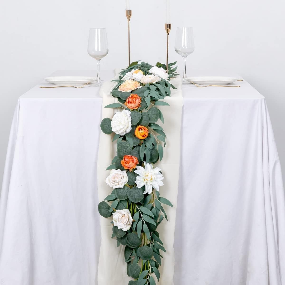 5 Pack 6.56FT Green Eucalyptus Garland Decoration Table W/ Willow Leaves