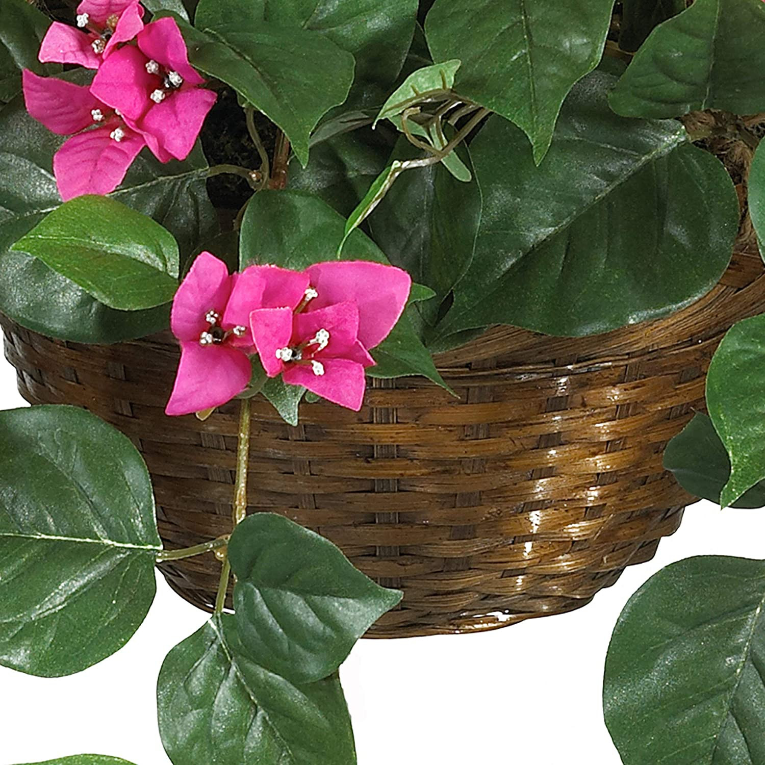 Bougainvillea Basket Silk 1 Artificial Hanging Plant, 32 X 32 X 24, Green, Pink