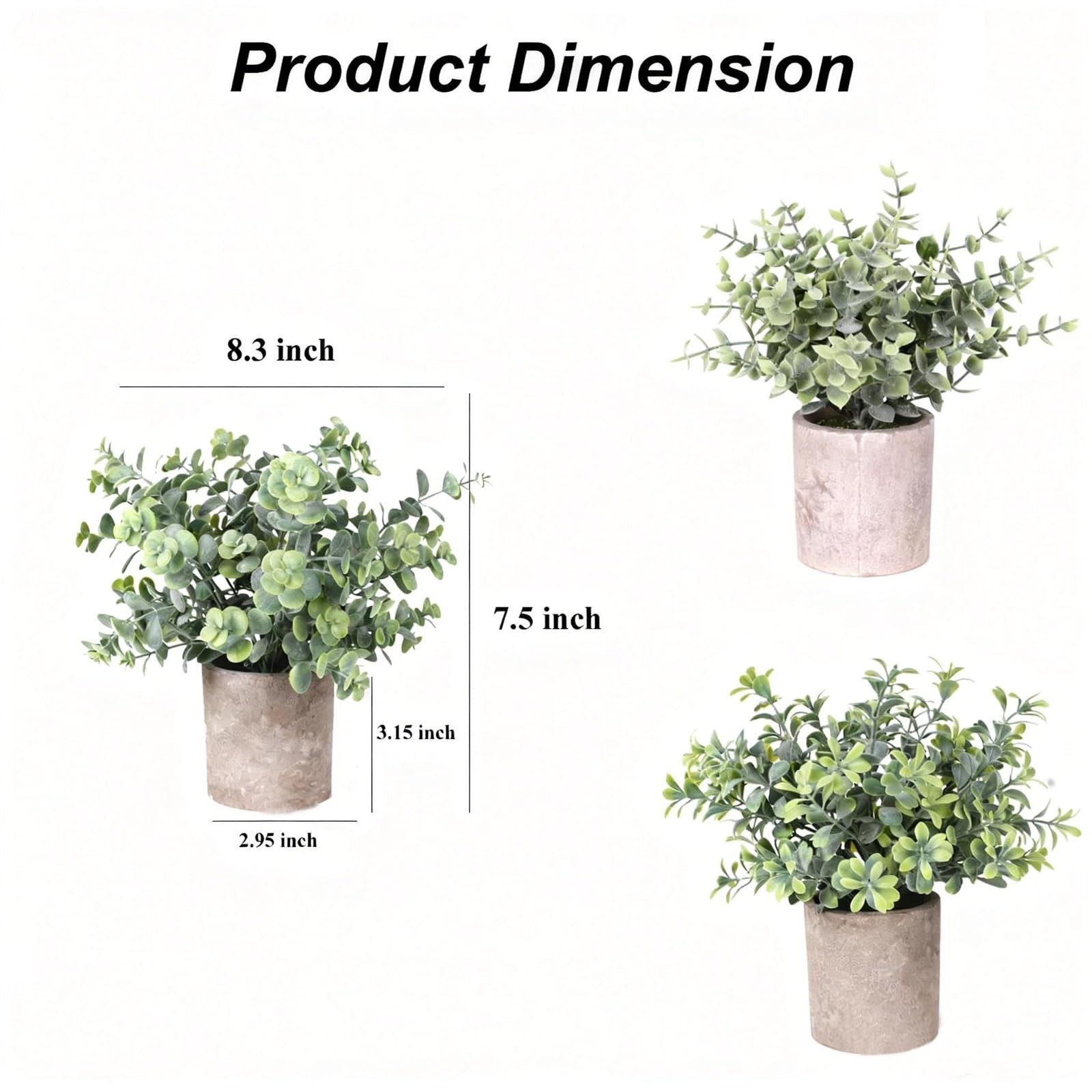 3 PCS Small Potted Fake Plants Artificial Greenery Decor Shelves Bathroom Desk