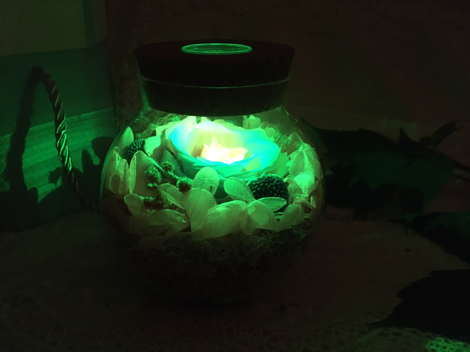 Sanran Forever Eternal Real Preserved Rose With Led Mood Light Valentine Gift