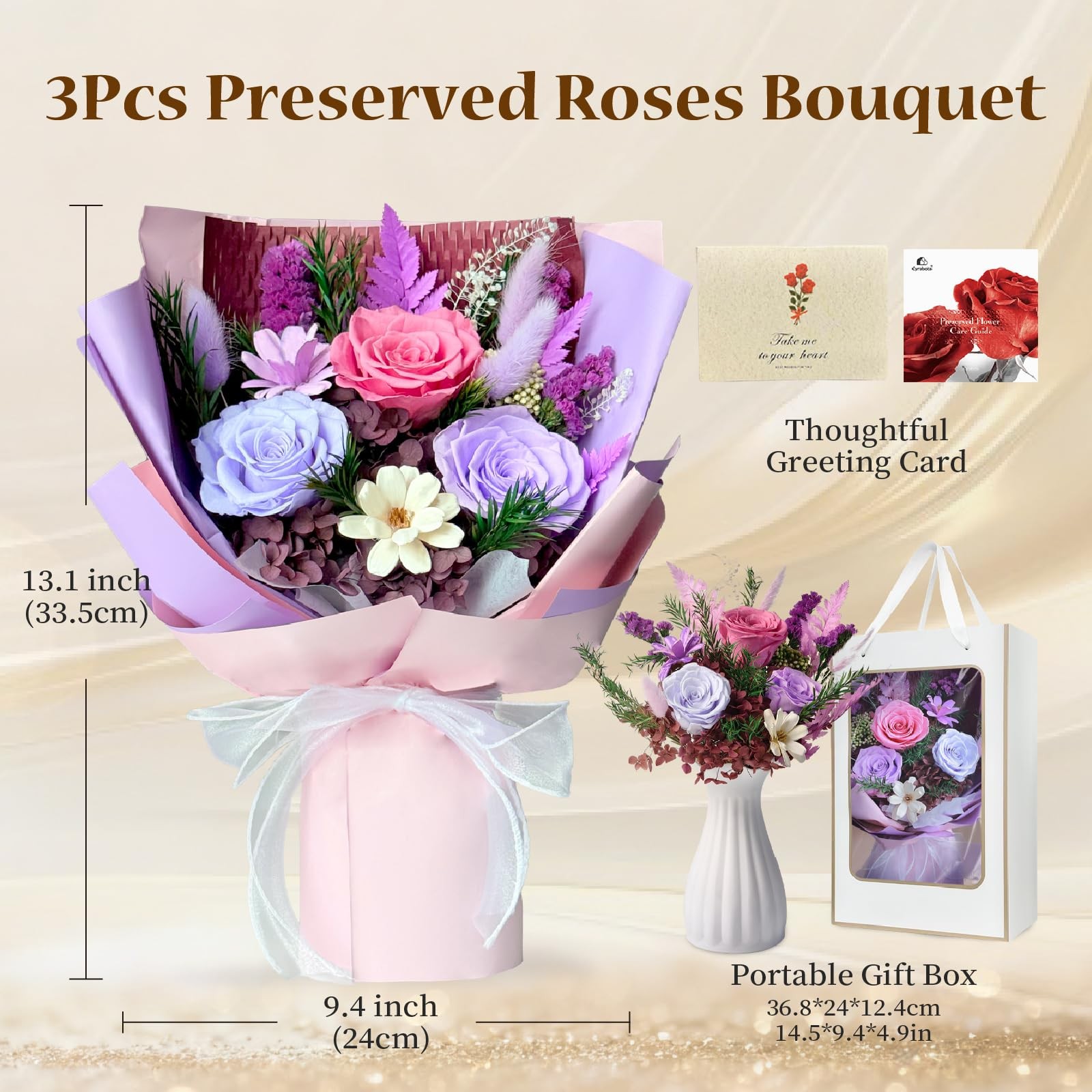 Cyrabota Preserved Roses Eternal Flowers Real Purple Roses that Last 3 Years …