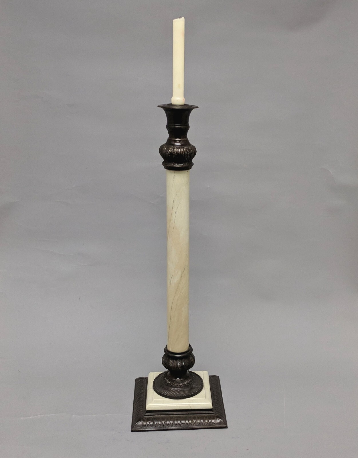 Floral Stand Bronze on Brass Ivory Marble Pole & Base 10.5″D 32″Hi FREE SHIPPING