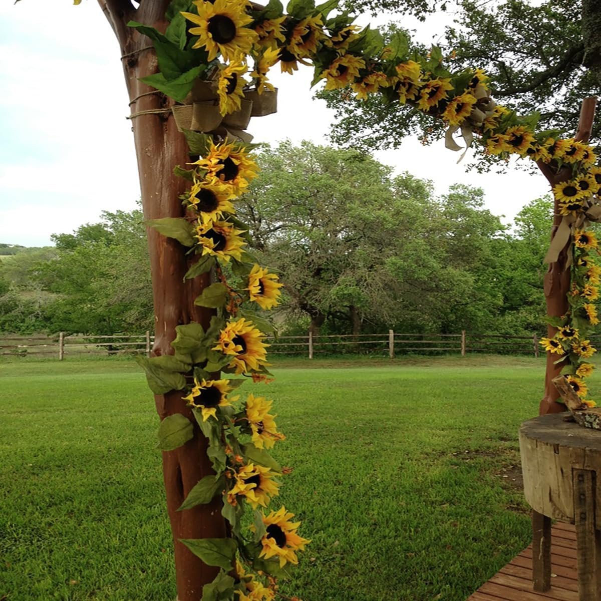 2 Pack Artificial Sunflower Garland Faux Silk Decor Sunflower Vine Hanging Flowe