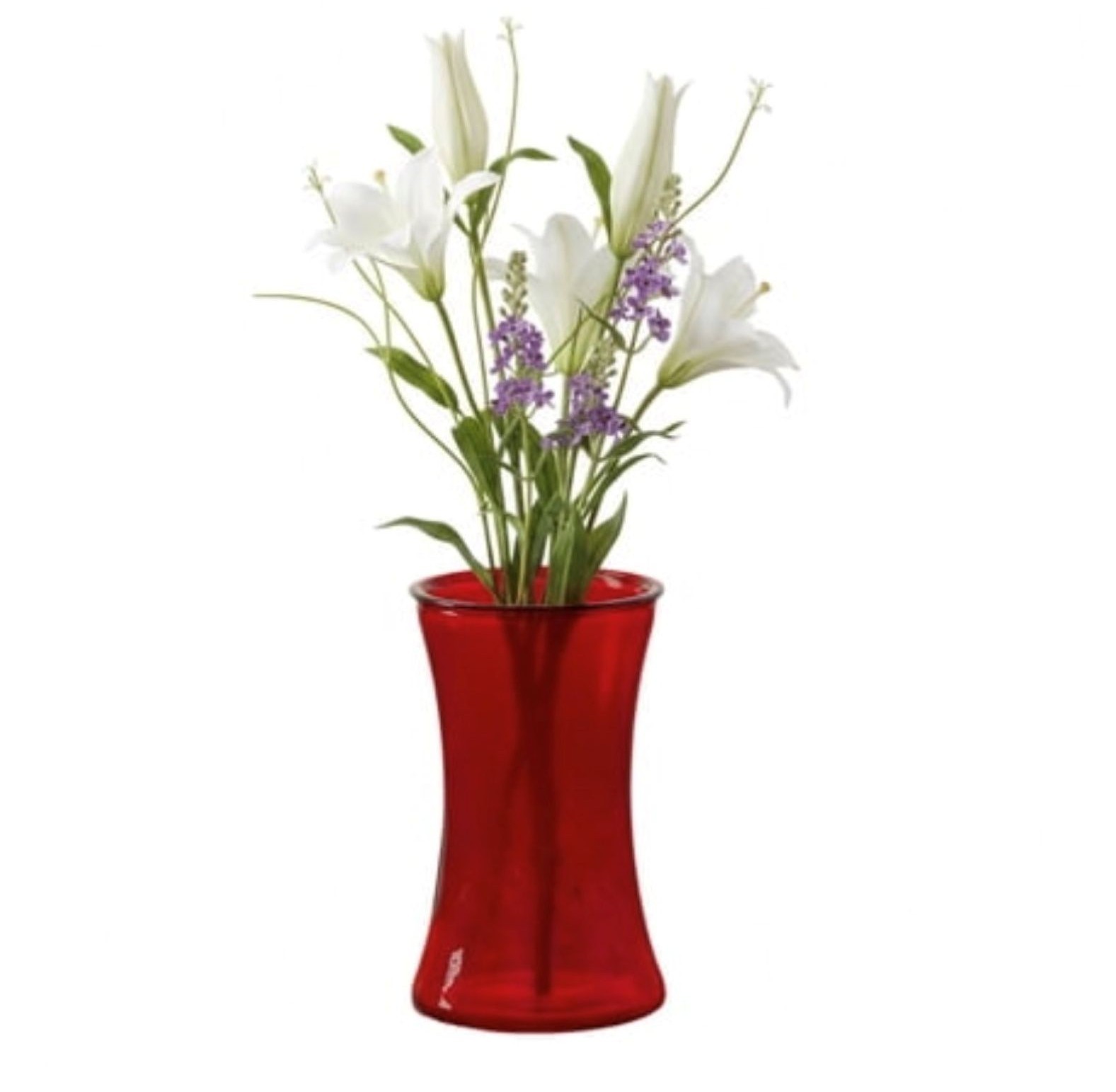 8″ Gathering Vase Decorative Glass Flower Vase for Floral Arrangements (Red)