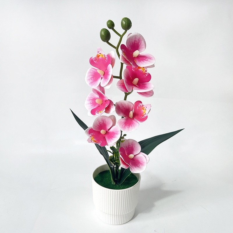Soft Plastic Artificial Orchid in Pot 12.2in/31cm Tall for Home Office Tabletop