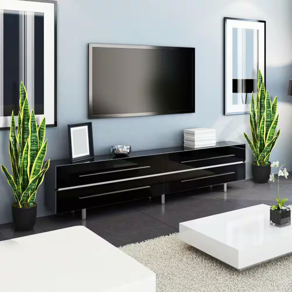 Artificial Snake Plant Sansevieria Faux Indoor Potted Office Home Decor