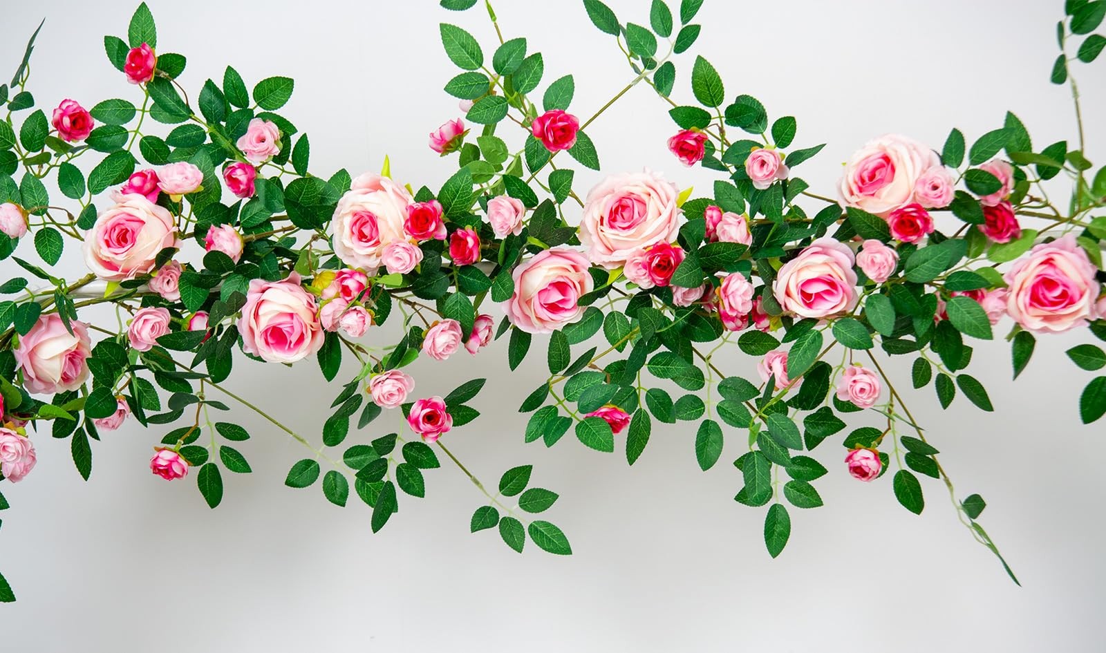 2 PCS 12FT Bendable Flower Garland, Artificial Rose Vine Hanging Floral Garla…