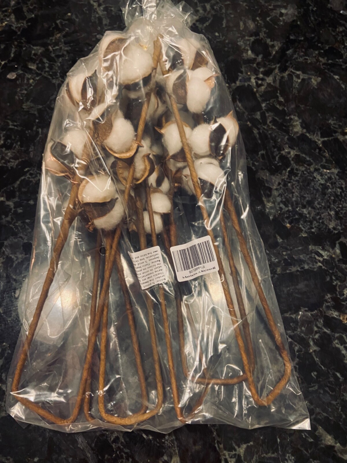 Idyllic Pack of 6 Cotton Stems Natural Dried Cotton Each Stem is 31in long -NEW