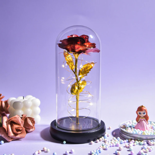 Galaxy glass rose flower with LED light, a gift for the most cherished person