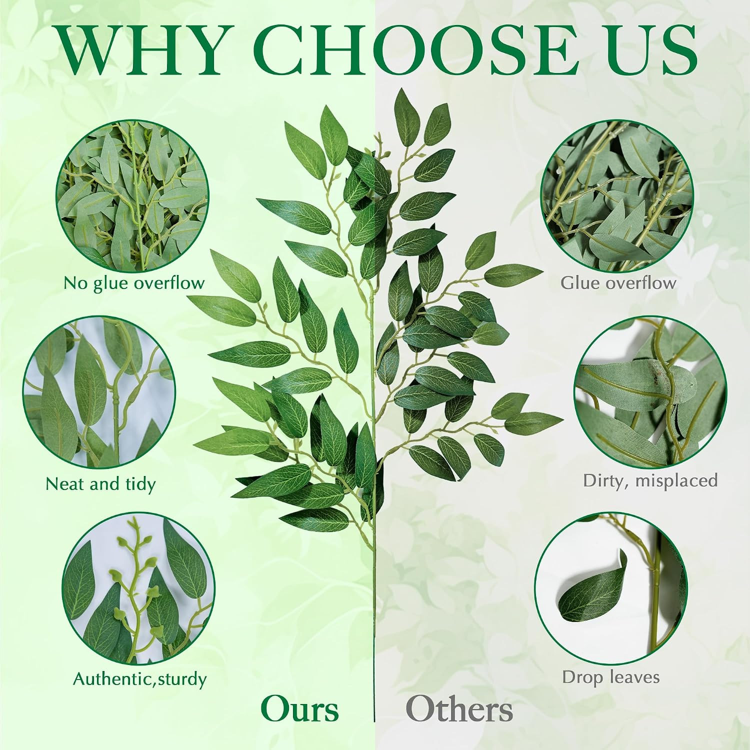 Fake Leaves(24Pack) Faux Greenery Stems,Silk Greenery,Artificial Tree Branches,F