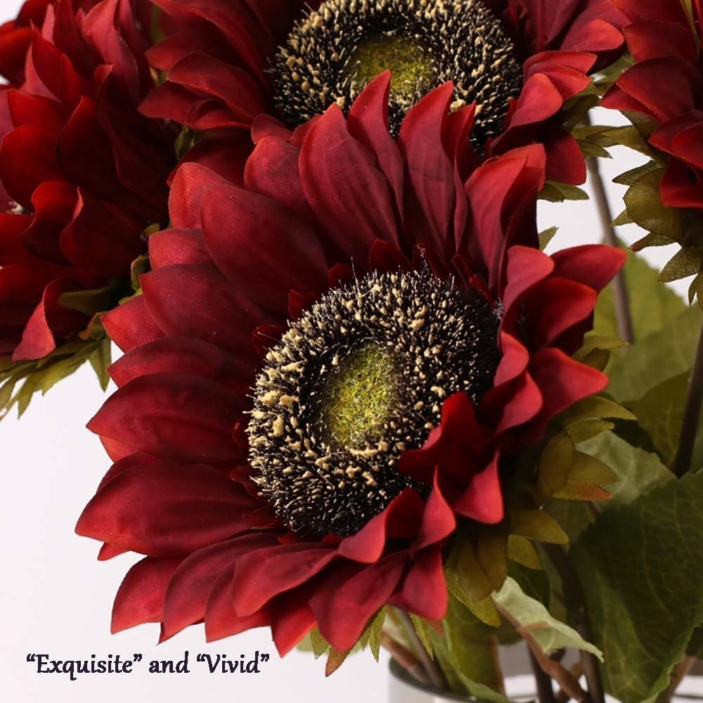 Exquisite 7PCS Silk Sunflowers with Long Stems – Perfect for Parties & Weddings