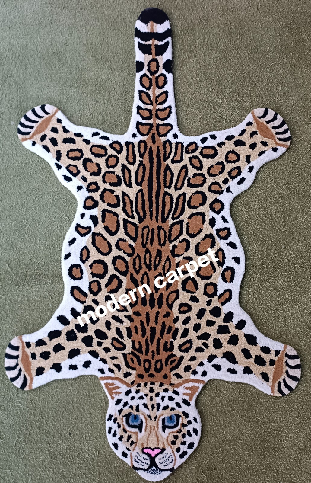 Leopard Rugs 3×5 Feet Handmade 100% Woolen Hand Tufted For Home Decoration