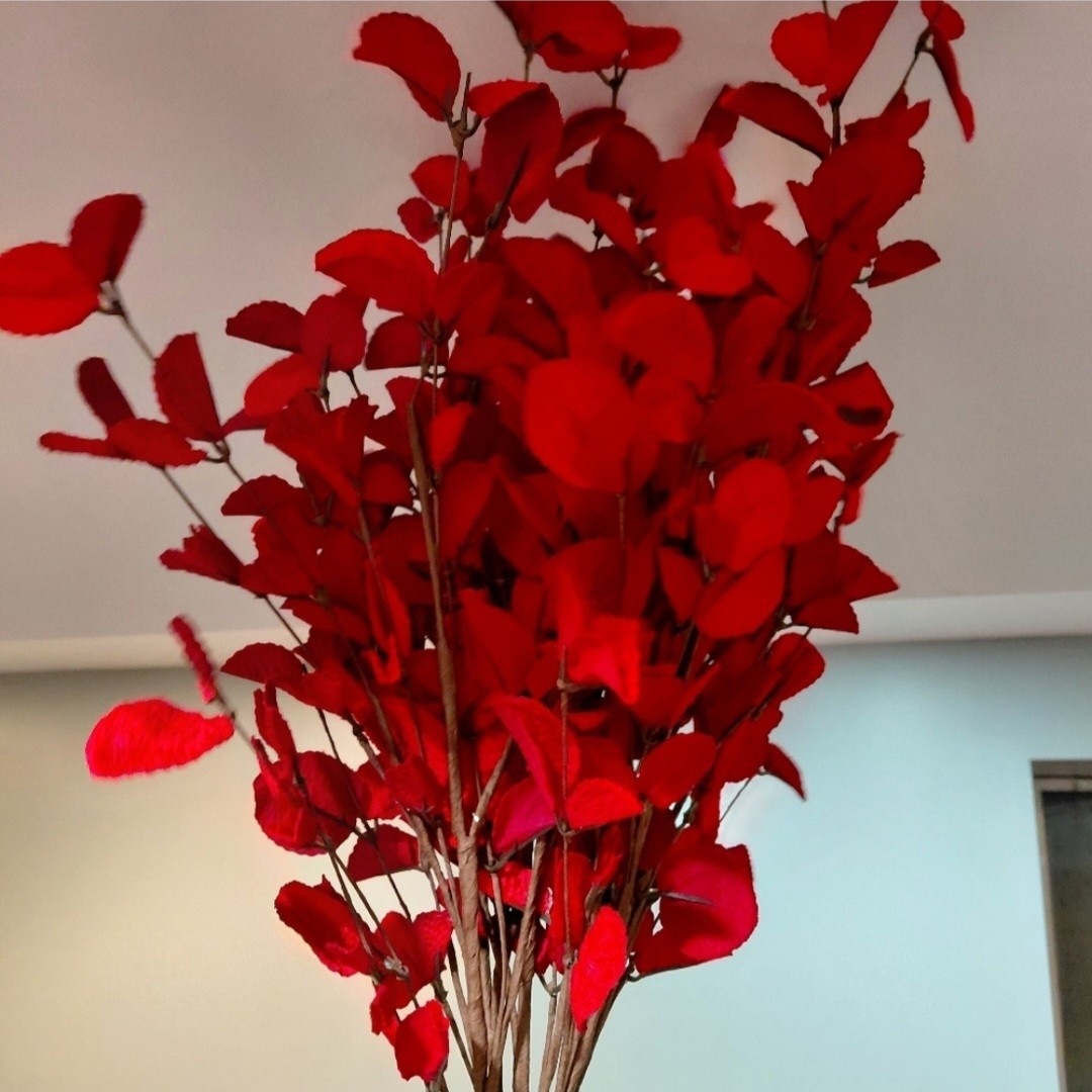 Set of 5 Primrue 26″ Red Faux Eucalyptus Stems – Moody Boho Decor