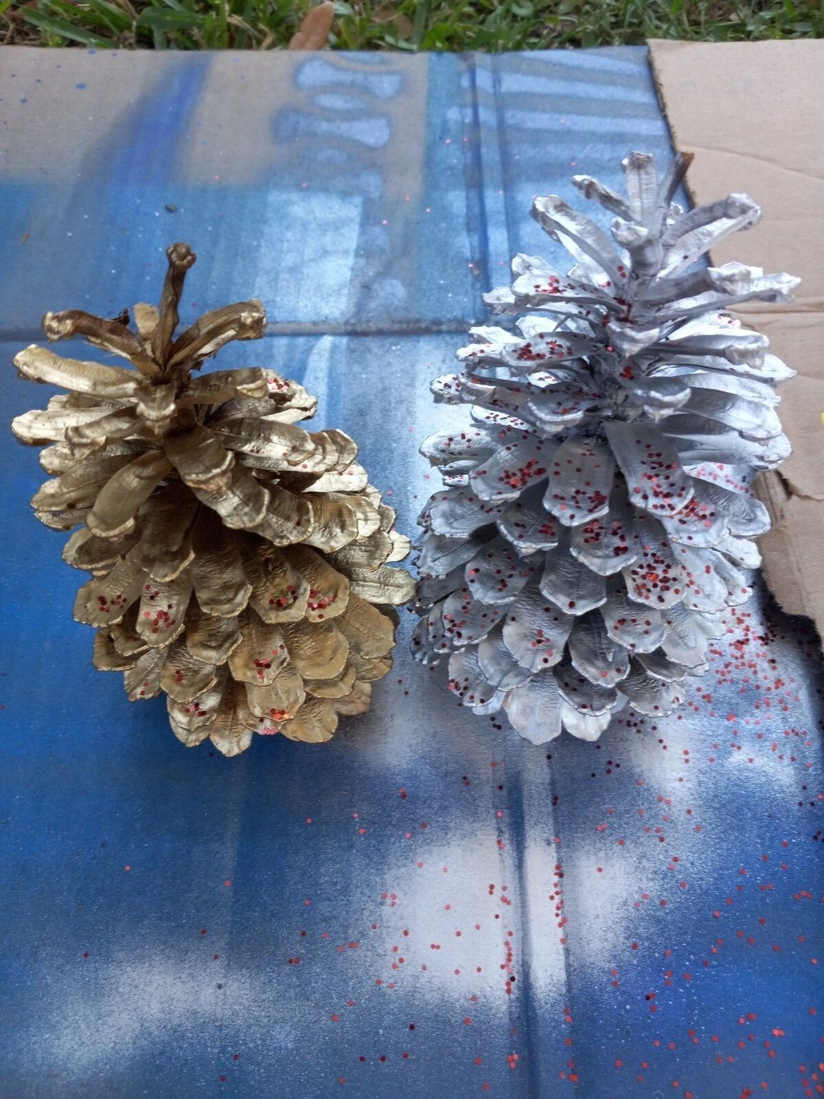Hand painted pinecones,  various colors.  Set of 6 or 12. Fun holiday decor.
