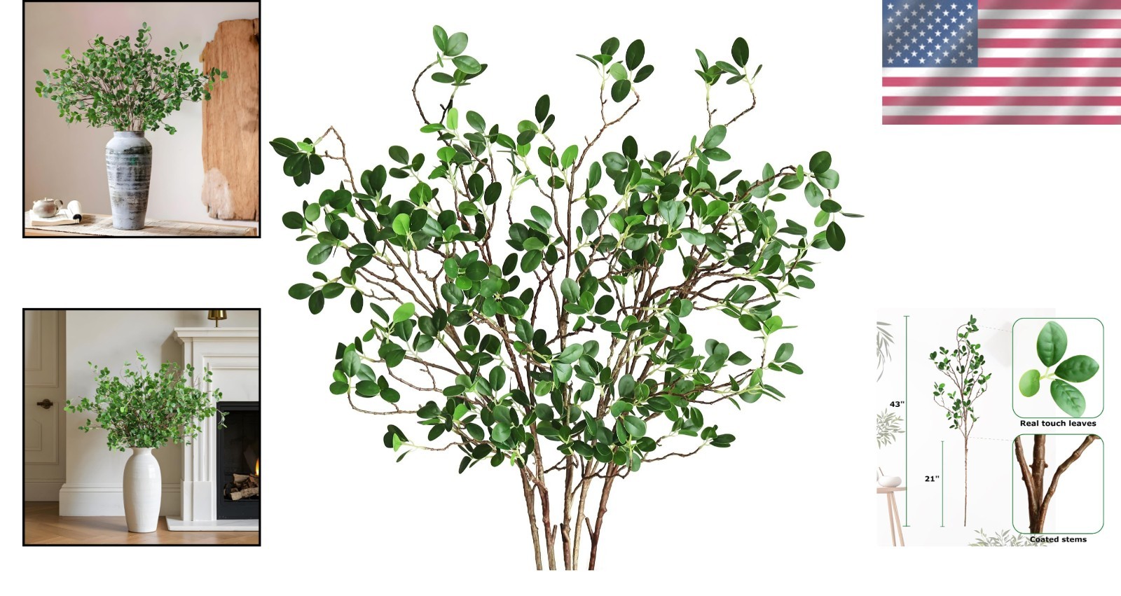 Elegant Faux Eucalyptus Stems – Office Shop Decor