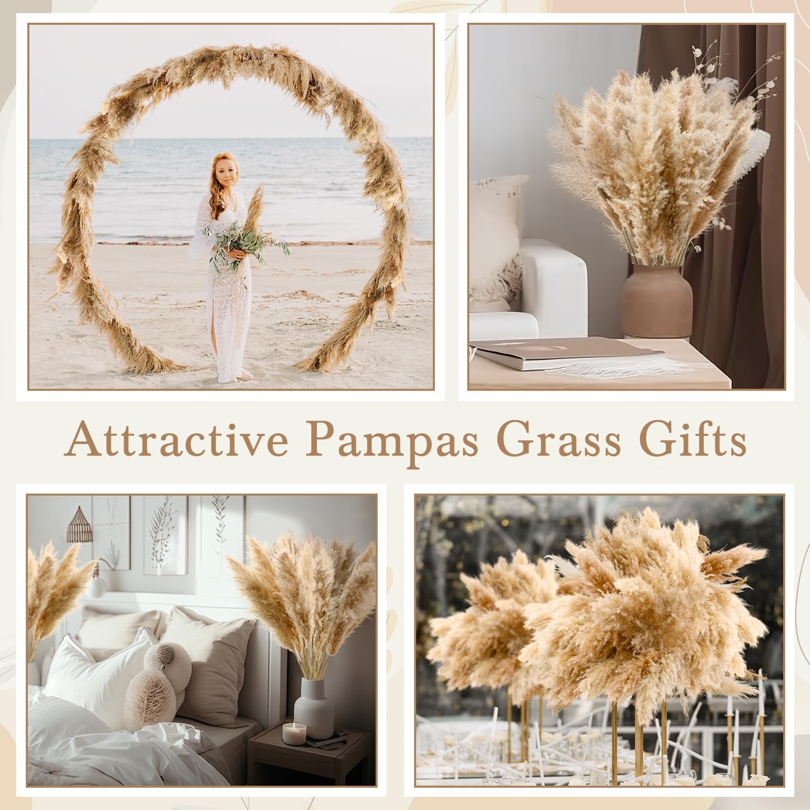 28 Pcs 30 Inch Fluffy Tall Pampas Grass Decor Bulk, Natural Dried Pampas Gras…