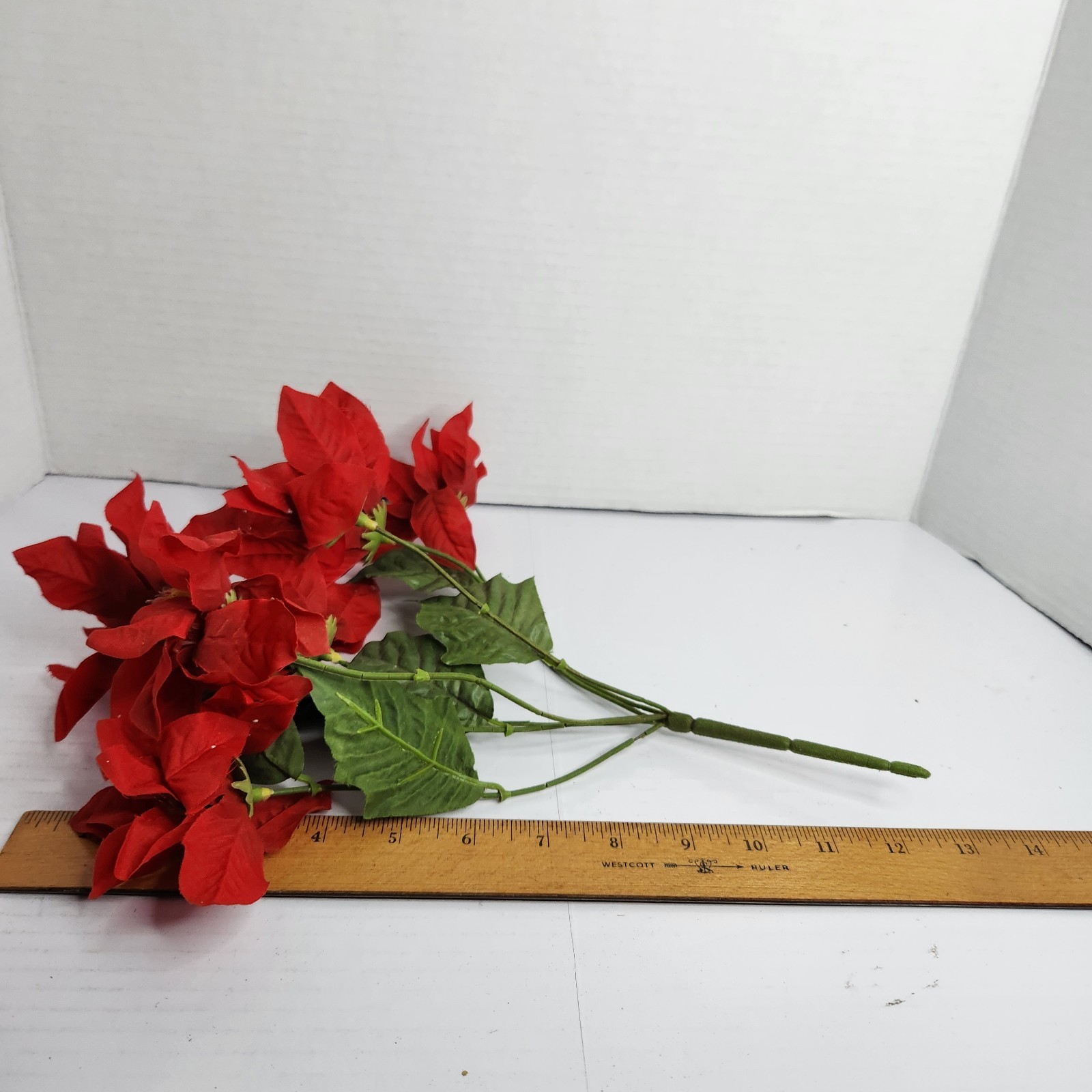 Artificial Poinsettia Flower Lot Red Christmas Holiday Floral Decor Mixed Stems