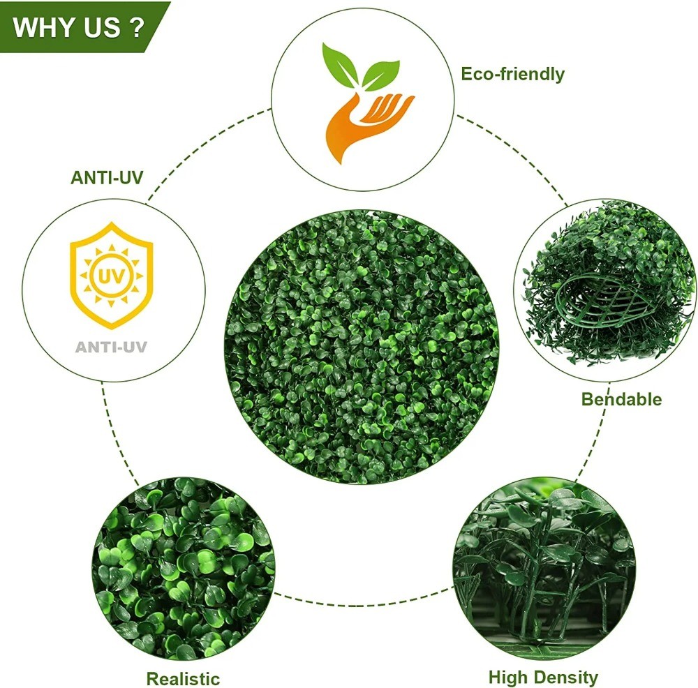 4-Layer Grass Wall Panels, 10″x 10″(10pcs) Artificial Green Wall Panel Backdrop