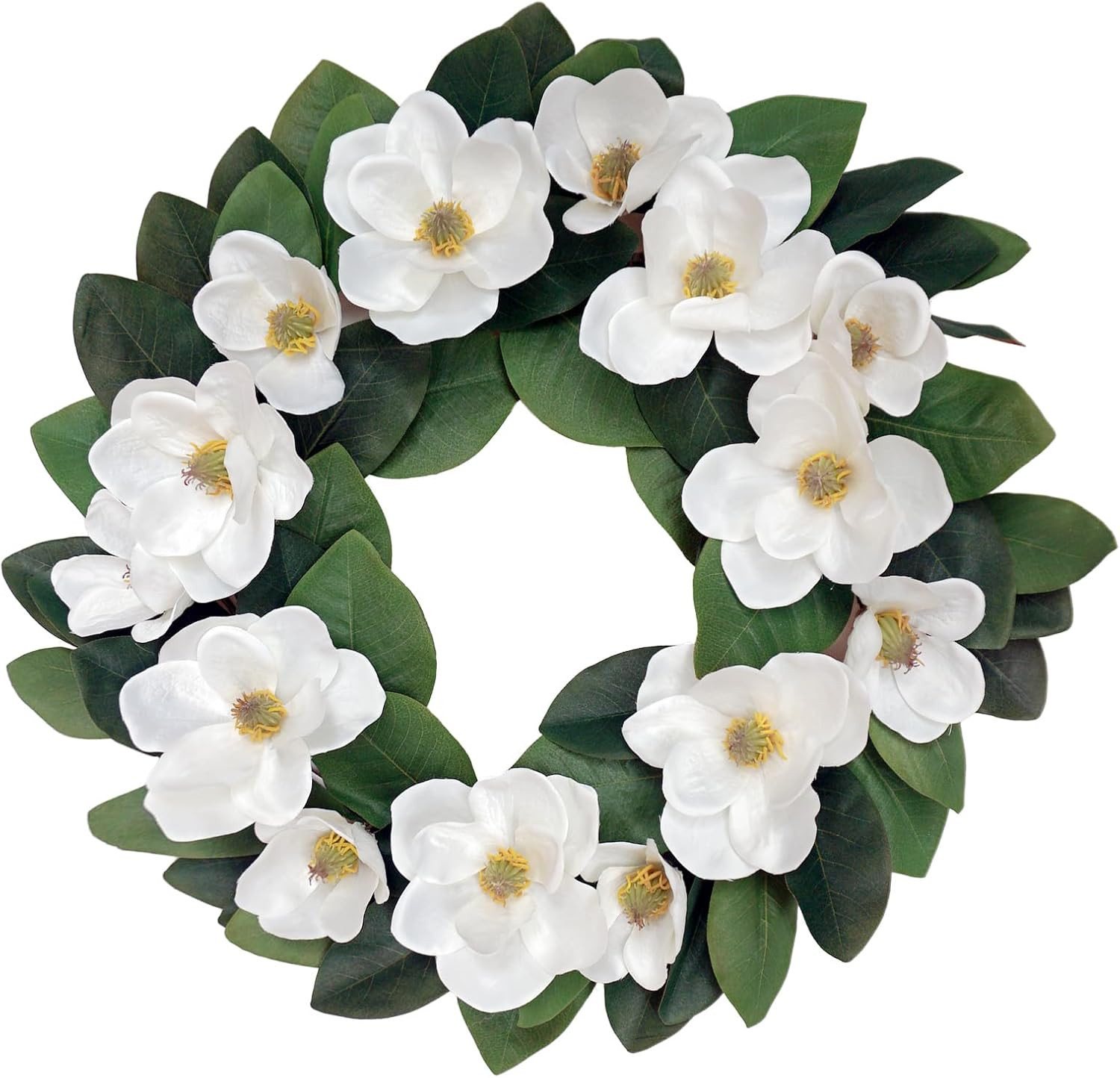 24″ Faux Magnolia Wreath for Year-Round Home Decor – Front Door & Wall Accent