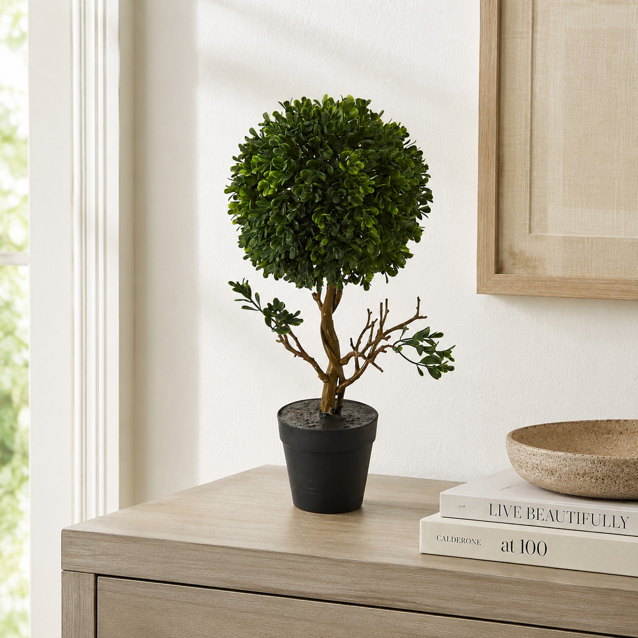 15″ Boxwood Topiary Tree UV Resistant (Indoor/Outdoor)