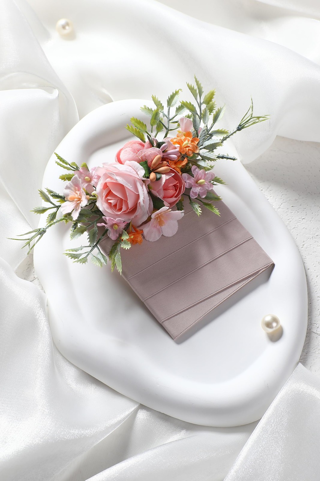 Pink Pocket Boutonniere Men Wedding Rustic Corsage Groom Prom Suit Accessory