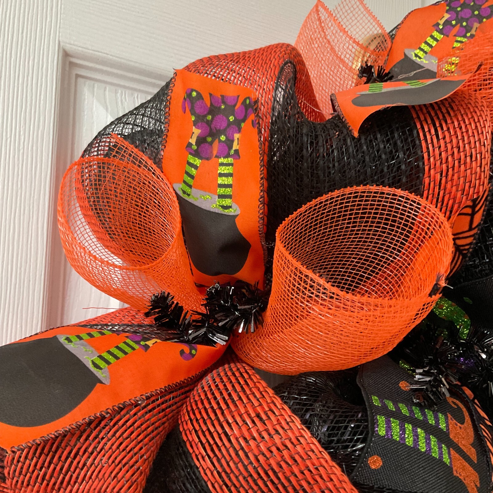 Double Double Toil and Trouble Witch Halloween Deco Mesh Wreath 24 or 28 inch