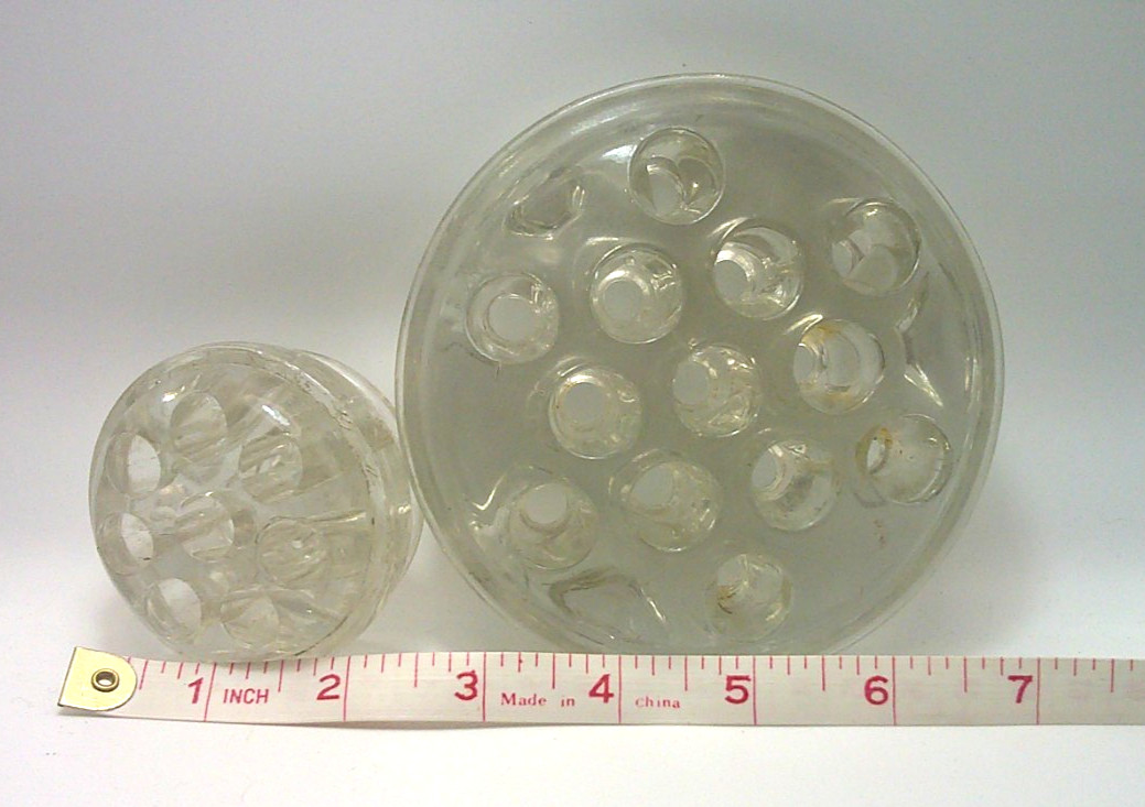 Flower Frogs Clear Glass Floral Organization Pieces Set of 2 Vintage