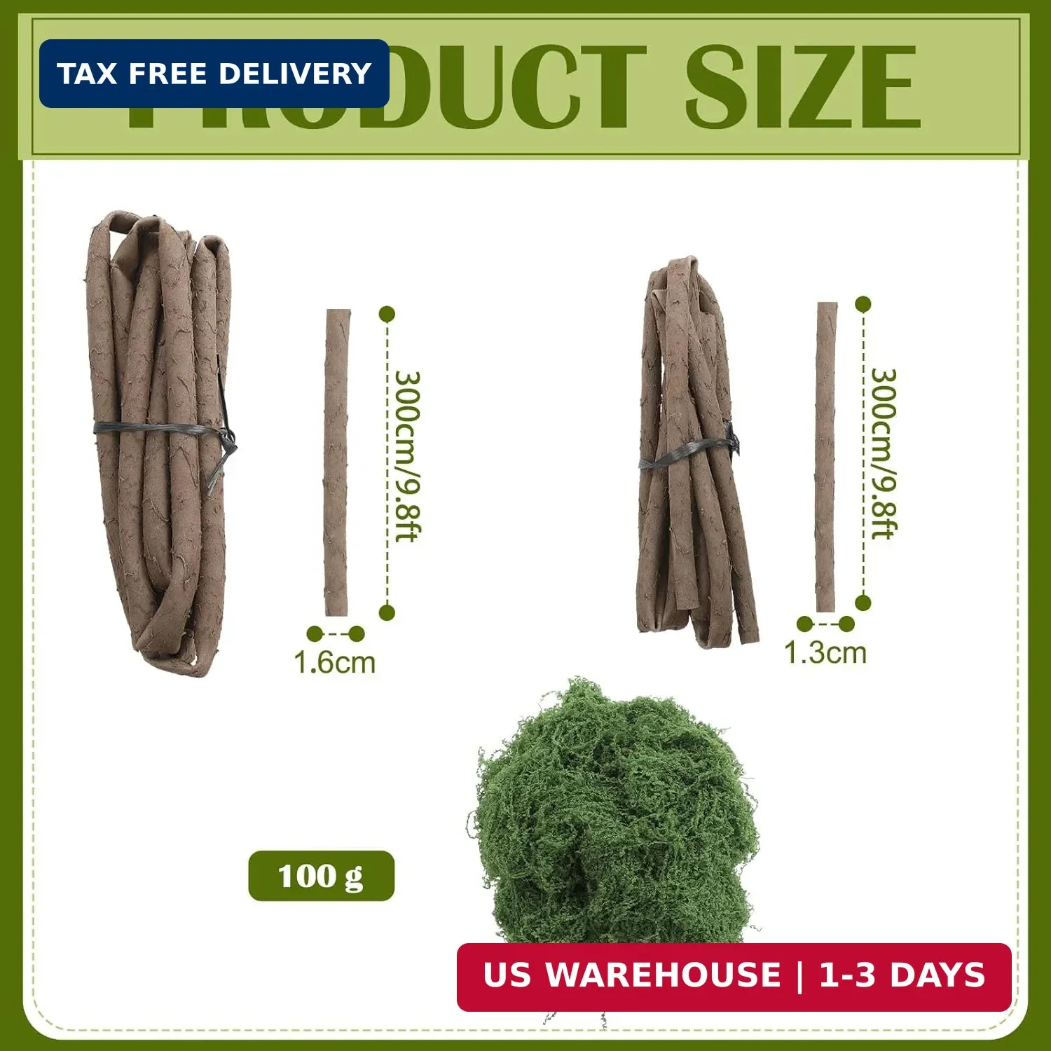 Janinka 2 Pcs 118in Large Bendable Artificial Tree Branches with Moss Enchanted