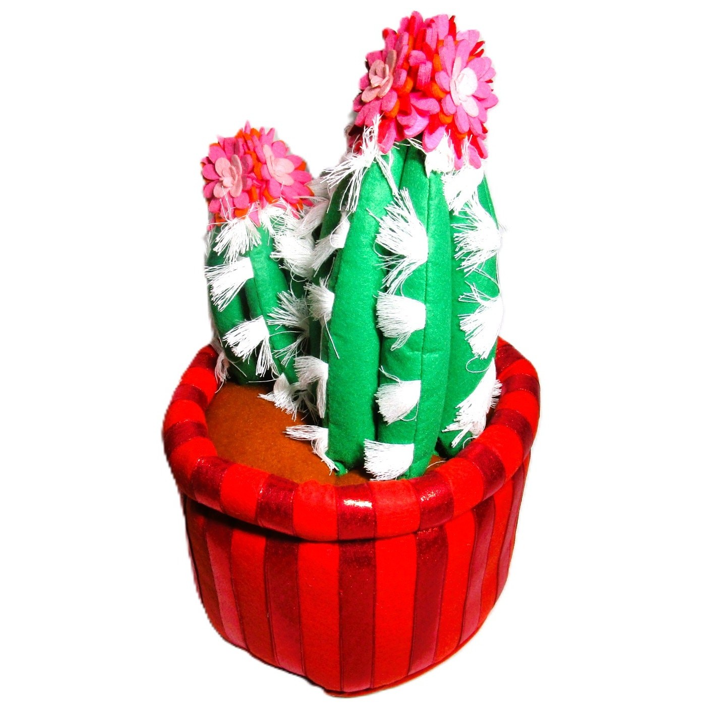 Plush Fabric Cactus Table Centerpiece Soft Sculpture Boho Home Decor 15 Inches