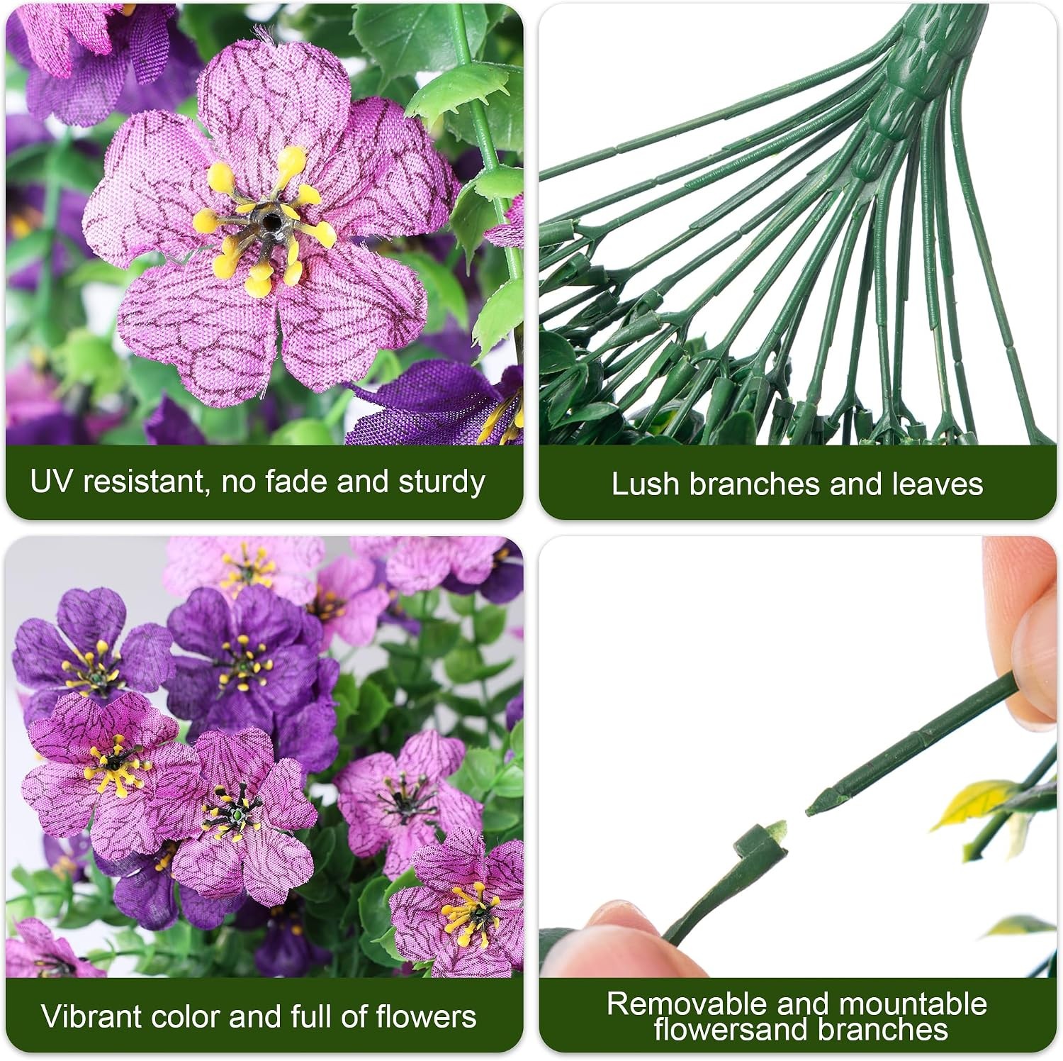Artificial Faux Hanging Flowers Plants for Spring Outdoor Outside Decoration, 2
