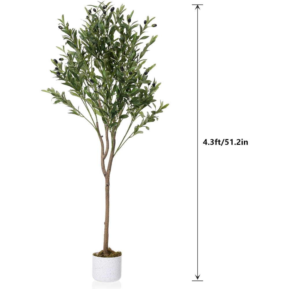 4.2FT Faux Olive Tree with 44 Fruits and Planter for Home Office Indoor Decor