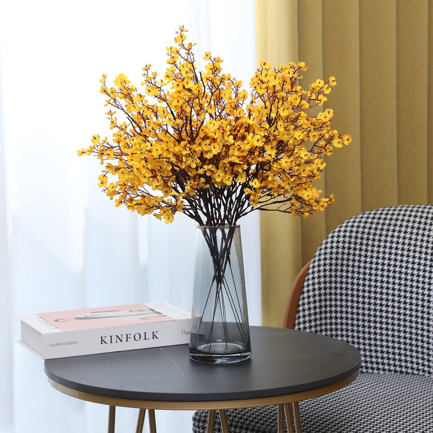 10 Pcs Artificial Babys Breath Flowers Orange Fake Silk Gypsophila Flowers for F