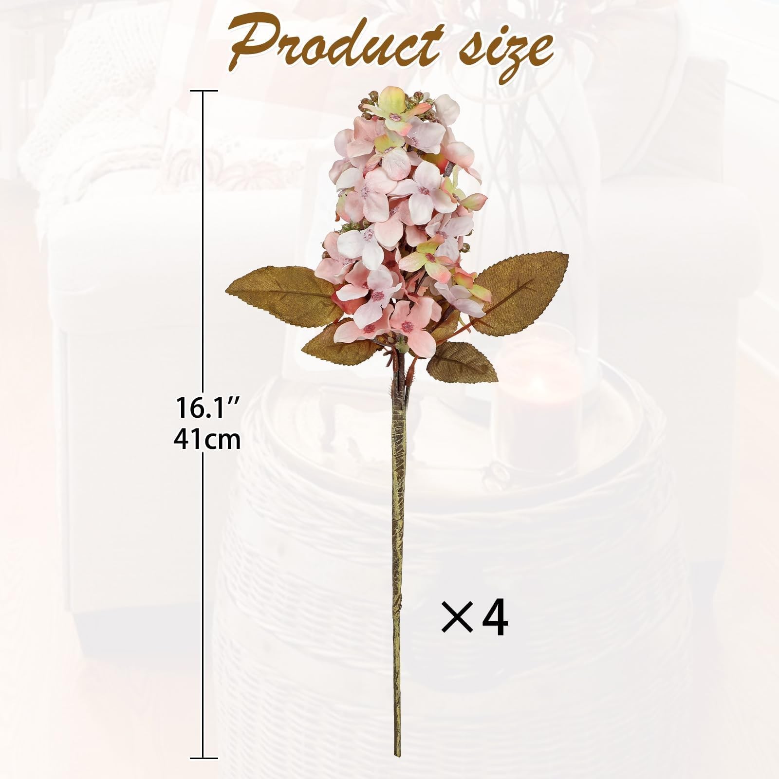 Fake Fall Flowers Artificial Silk Dried Hydrangea with Seed 4 PCS Artificial …