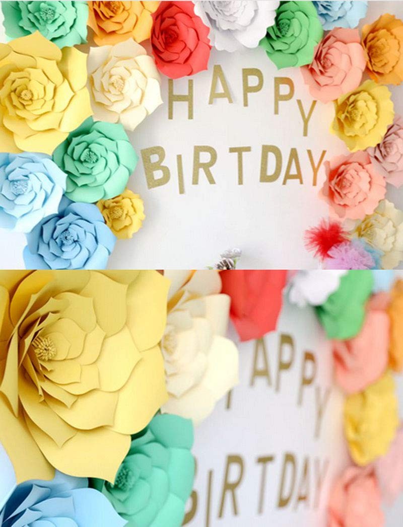 3 PCS Paper Flower Decorations Giant Handcrafted Wall Backdrop Pink 12 Inch
