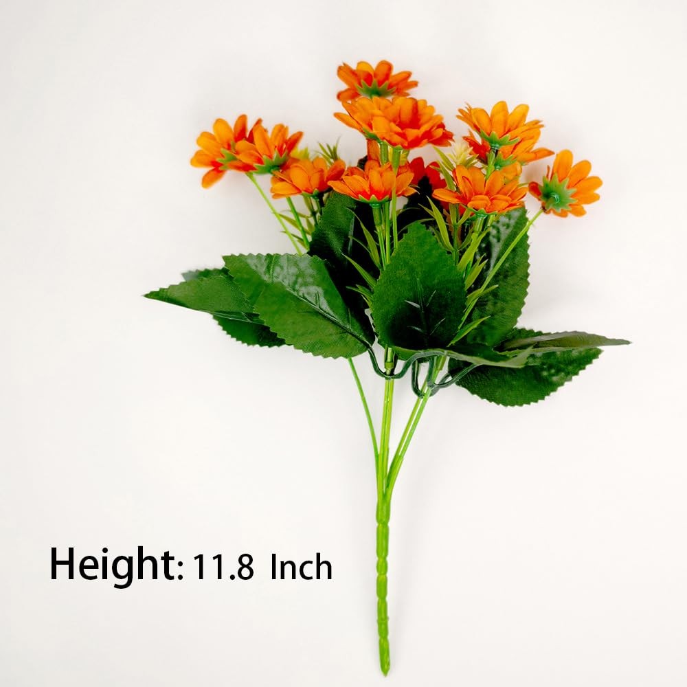 5 PCS Orange Real Touch Artificial Daisy Flowers Fake Bouquet for Home Decor
