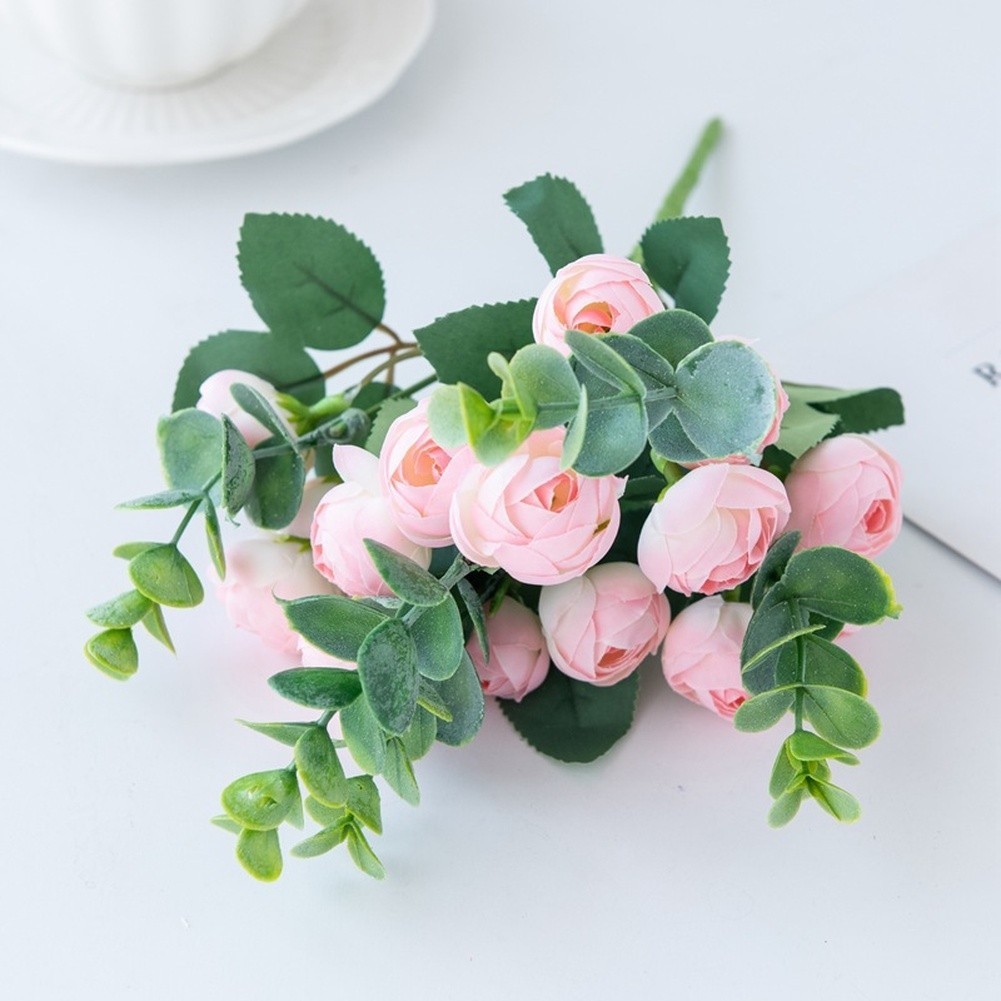 30cm Silk Eucalyptus Camellia Bouquet for Wedding Party Home Decor