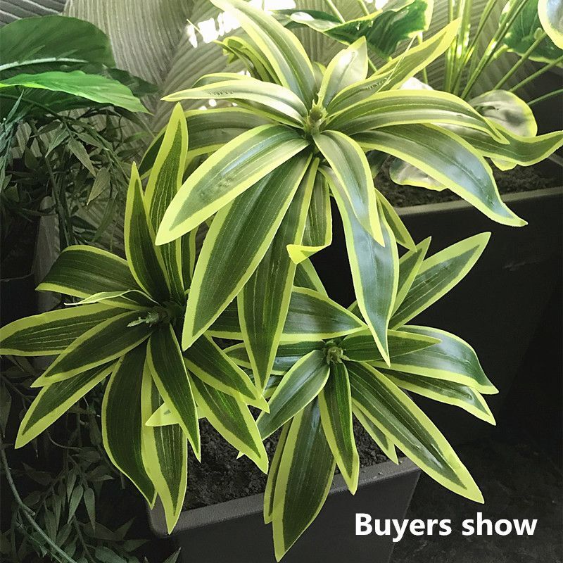 35cm 3Fork Artificial Leaf Plant Desktop Office Home Garden Plants Decor