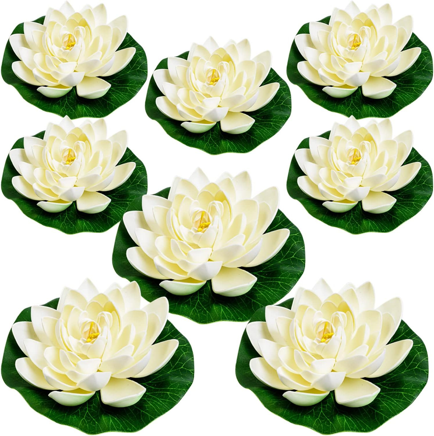 8Pcs Artificial Lotus Flower Decor, 7Inch & 4Inch Floating Foam Lotus Flowers, O