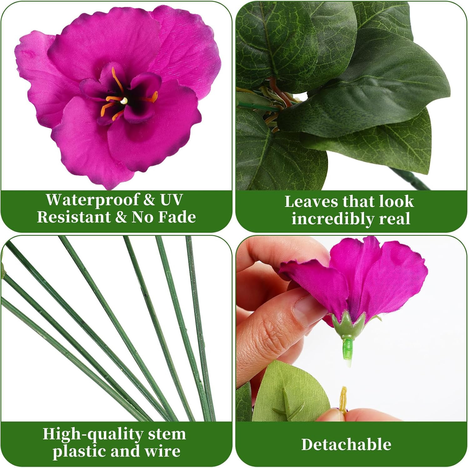 2 Pack Artificial Hanging Flowers, Fake Hibiscus Hanging Plants, UV Resistant Si