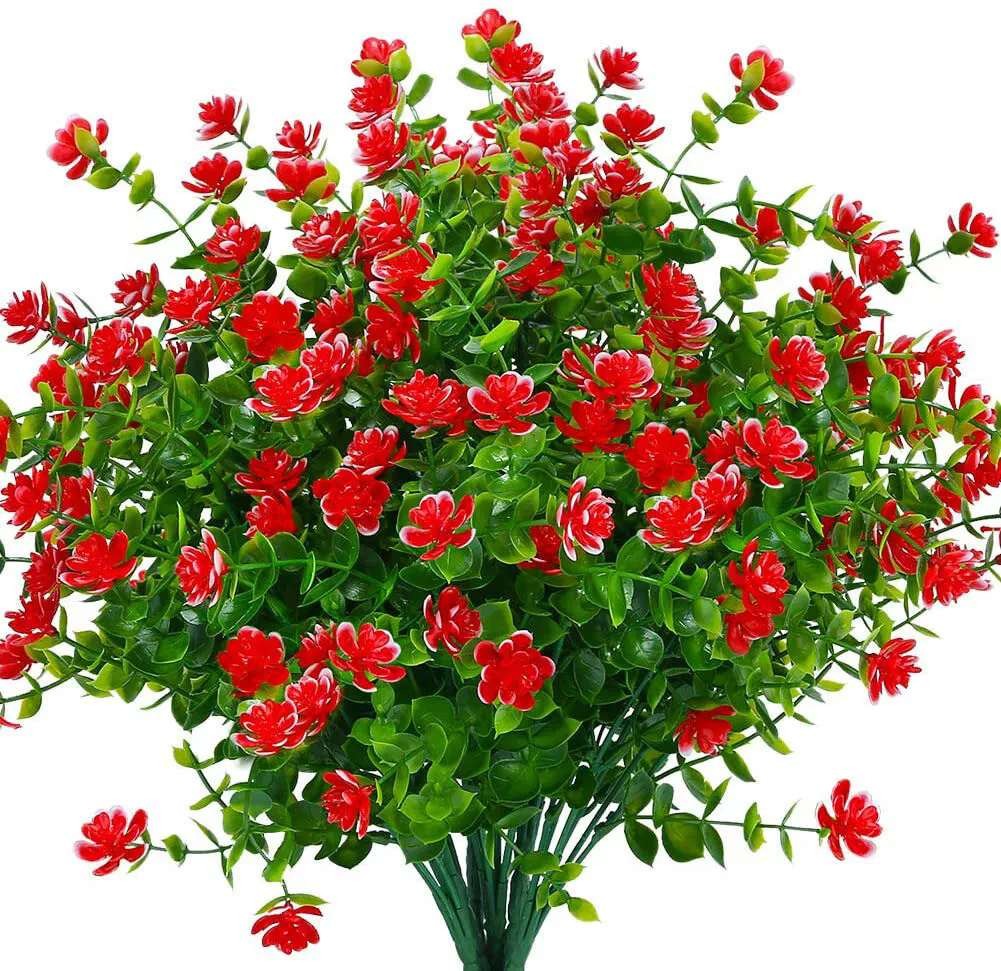 2-30PC Artificial Flowers UV Resistant Indoor &outdoor No Fade Fake Faux Plastic