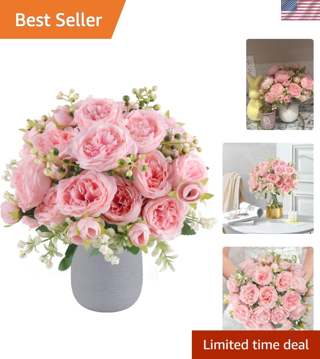 Versatile 2 Bundle Silk Peony Flower Arrangement for Home and Wedding Decor