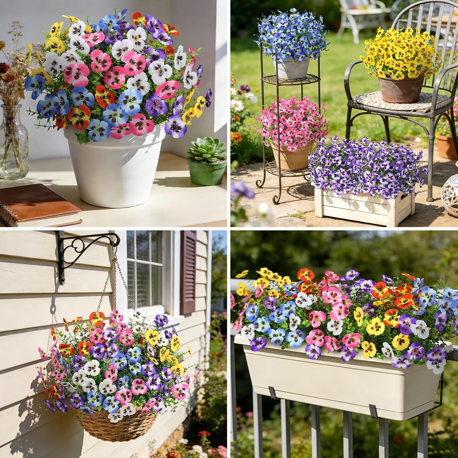 20 Bundles Artificial Pansy Flowers for Outdoors, Mixedcolor | Fake pansies silk