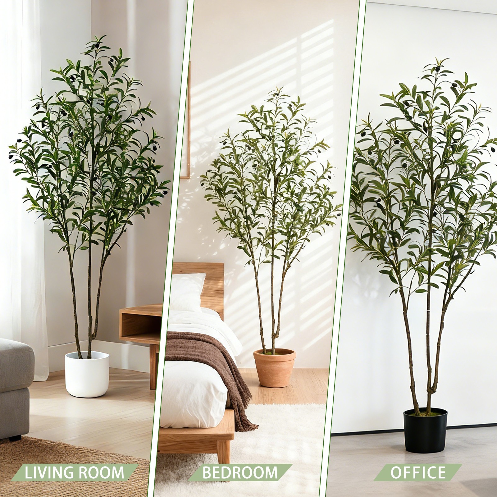 6ft Potted Artificial Olive Tree Faux Silk Plant for Home Office & Bedroom Decor
