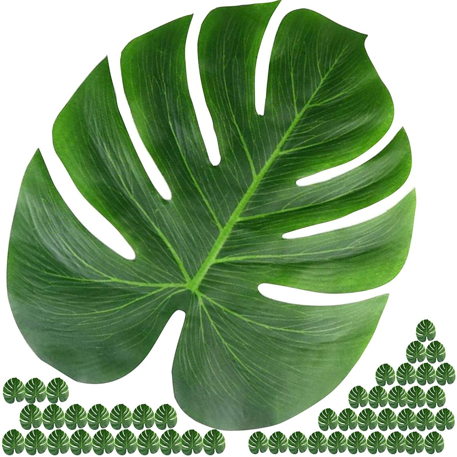 36pcs Large Artificial Tropical Palm Silk Leaves, 13.8inch, Hawaiian Luau Party