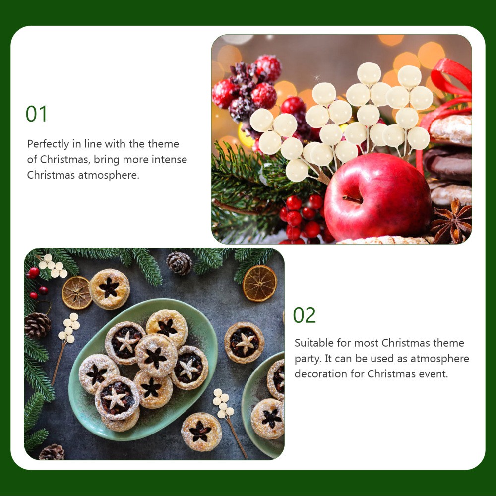30pcs Xmas Berries Stems Fake Christmas Picks DIY Berries Sticks Party Favors