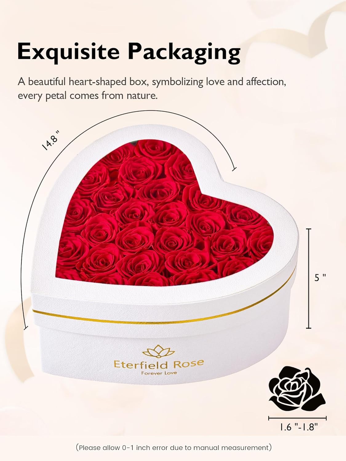 27-Piece Forever Flower Heart Shape Box – Preserved 27 Roses Red