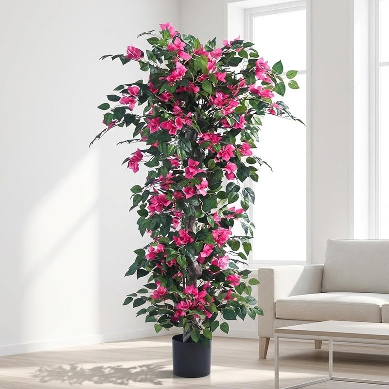 Artificial Bougainvillea Tree Faux Plant Indoor Outdoor Decor Low Maintenance US